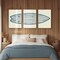Surfboard Wall Decor 3 Pieces Surfboard Canvas Painting Prints Art Poster, Sea and Surf Pictures for Beach House, Living Room, Bedroom Decor with Wooden Inner Frame (25x40cmx3=10x16inchx3)